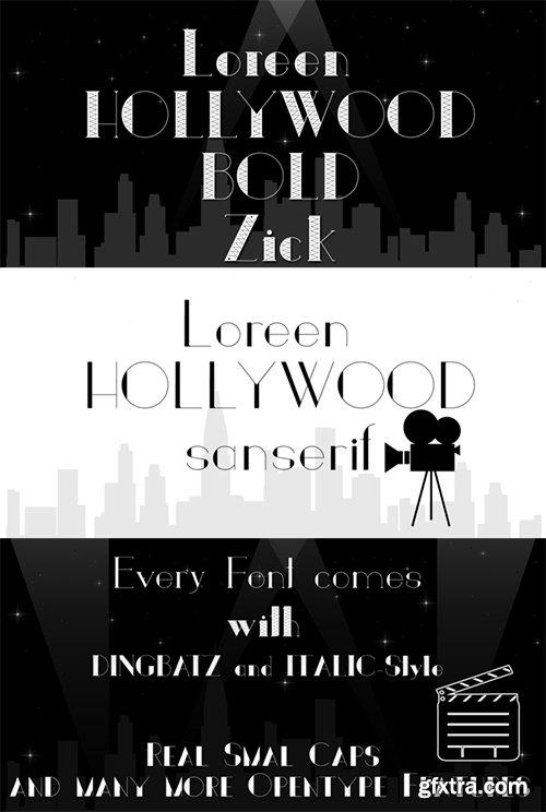 Loreen Hollywood Font Family - 17 Fonts 323$