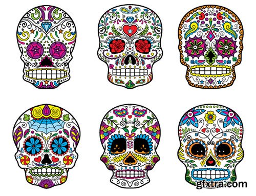 The Sugar Skulls Giga Vector Set: 248 Stunning Vectors