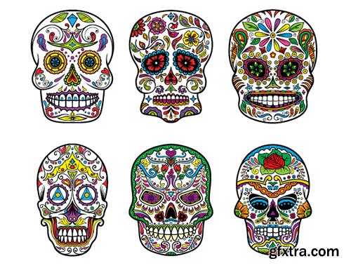 The Sugar Skulls Giga Vector Set: 248 Stunning Vectors