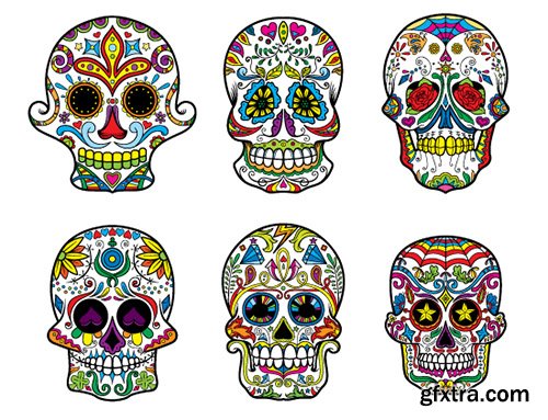 The Sugar Skulls Giga Vector Set: 248 Stunning Vectors