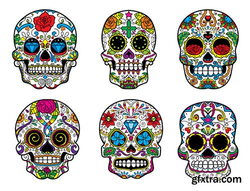 The Sugar Skulls Giga Vector Set: 248 Stunning Vectors