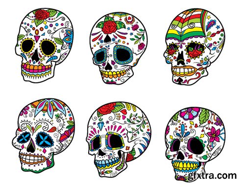 The Sugar Skulls Giga Vector Set: 248 Stunning Vectors