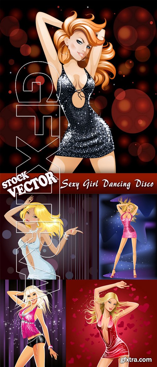 Stock Vector - Sexy Girl Dancing Disco