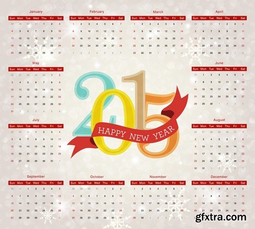 Stock Vectors - Calendar 2015 2, 25xEPS