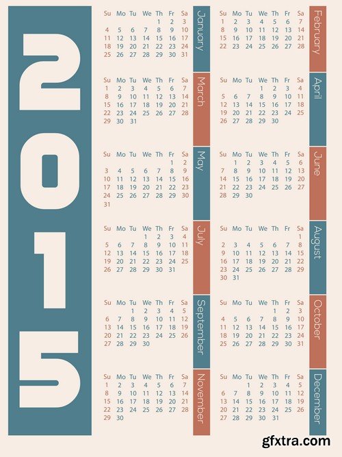 Stock Vectors - Calendar 2015 2, 25xEPS