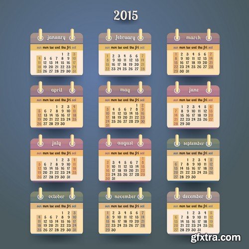 Stock Vectors - Calendar 2015 2, 25xEPS