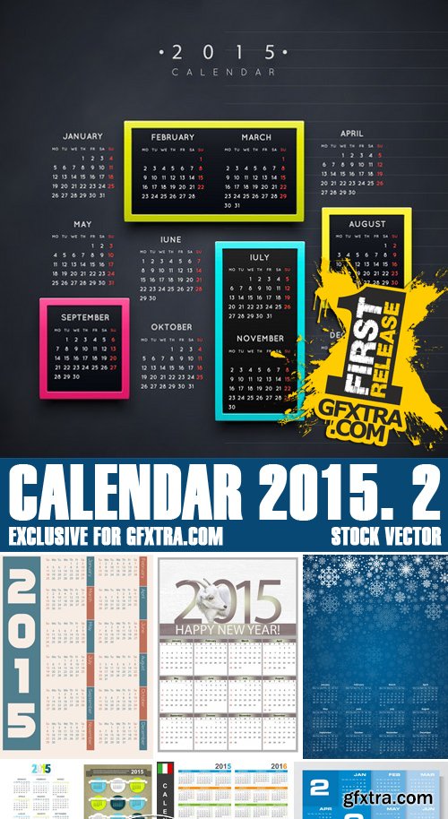 Stock Vectors - Calendar 2015 2, 25xEPS