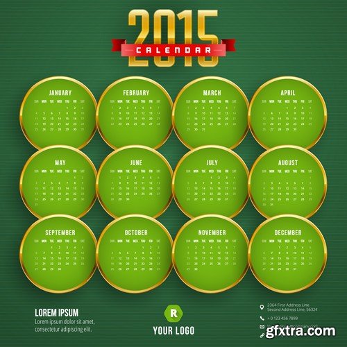 Stock Vectors - Calendar 2015 2, 25xEPS