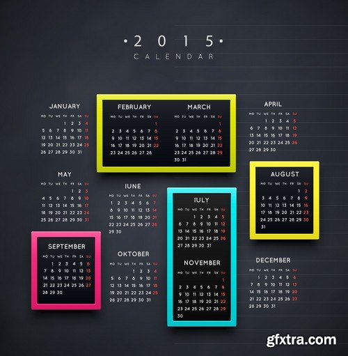 Stock Vectors - Calendar 2015 2, 25xEPS