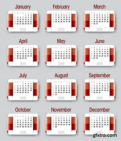 Stock Vectors - Calendar 2015 2, 25xEPS