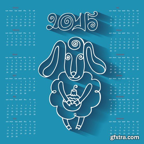 Stock Vectors - Calendar 2015 2, 25xEPS