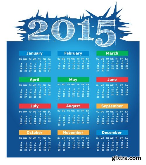 Stock Vectors - Calendar 2015 2, 25xEPS