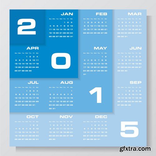 Stock Vectors - Calendar 2015 2, 25xEPS