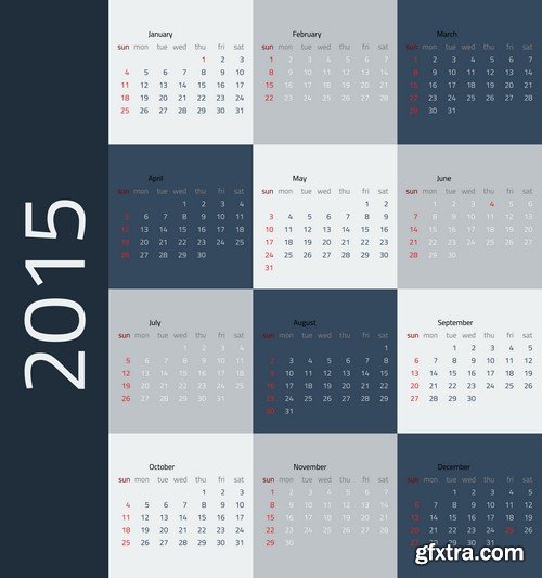 Stock Vectors - Calendar 2015 2, 25xEPS