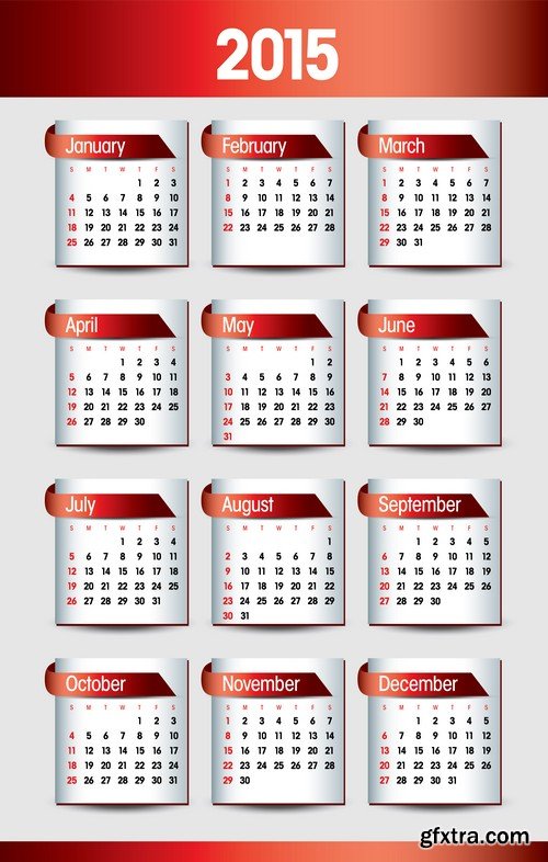 Stock Vectors - Calendar 2015 2, 25xEPS