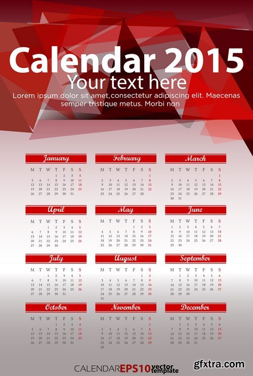 Stock Vectors - Calendar 2015 2, 25xEPS