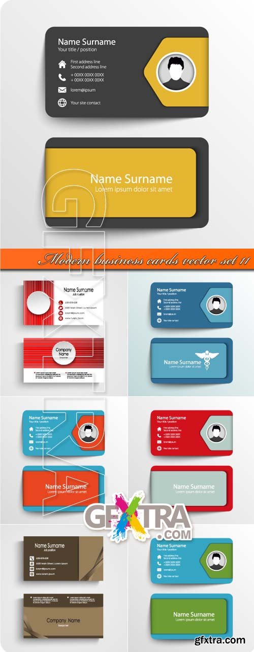 Modern business cards vector set 11