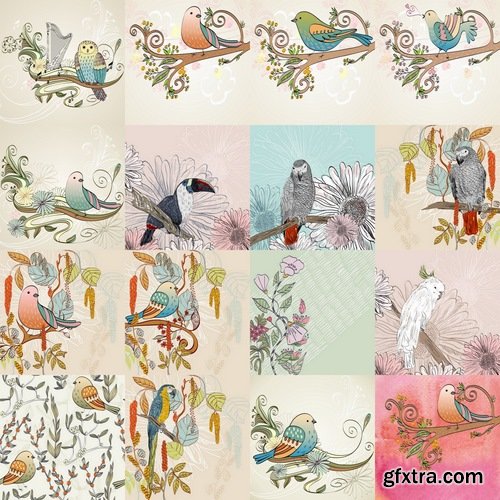 Collection of various birds vector image 25 Eps