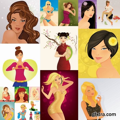 Collection of different vector sexy girls 25 Eps