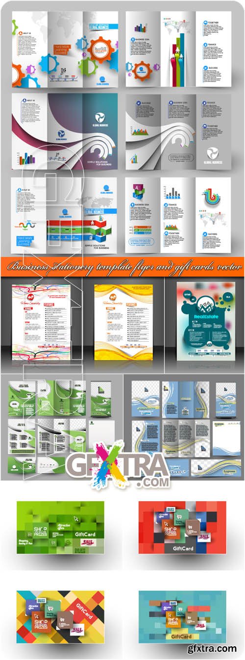 Business stationery template flyer and gift cards vector