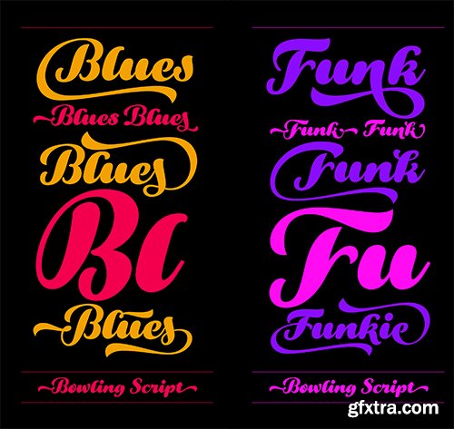 Bowling Script Font Family - 4 Font 193$