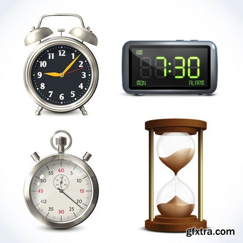 Stock Vectors - Alarm clock, Time, watch 4, 25xEPS