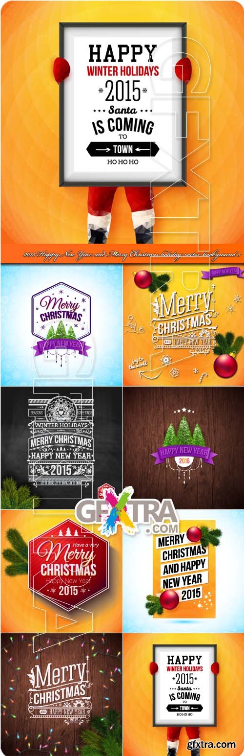 2015 Happy New Year and Merry Christmas holiday vector background 5