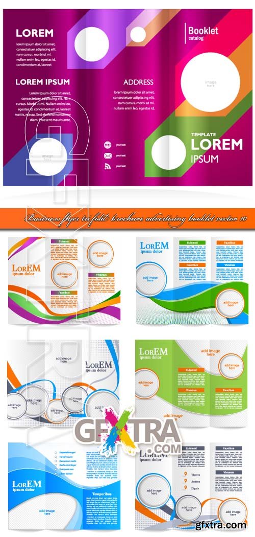 Business flyer tri fold brochure advertising booklet vector 10