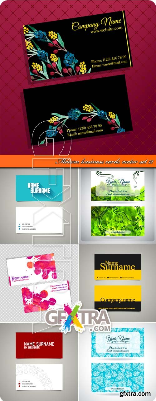 Modern business cards vector set 12