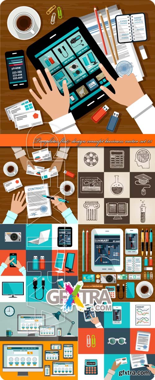 Templates flat design concept business vector set 35