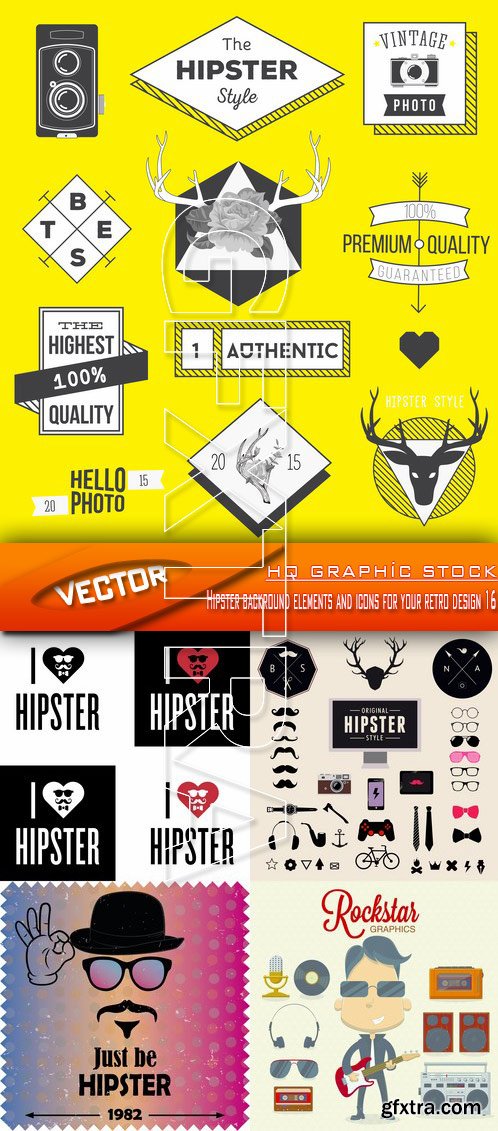 Stock Vector - Hipster backround elements and icons for your retro design 16