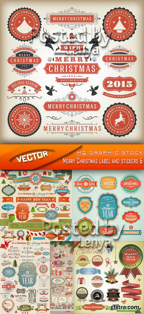 Stock Vector - Merry Christmas label and stickers 6