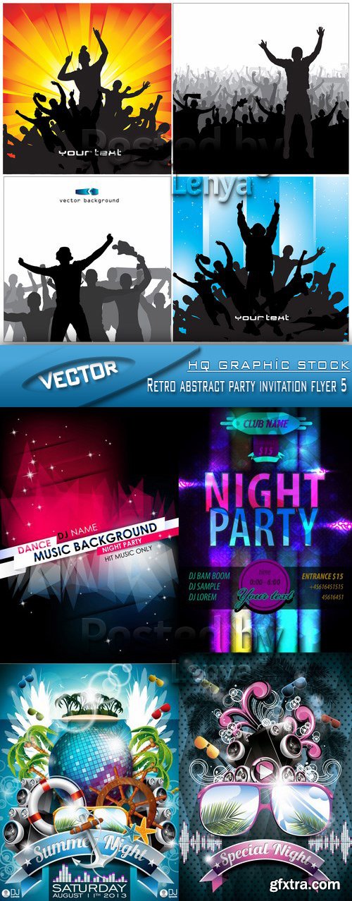 Stock Vector - Retro abstract party invitation flyer 5