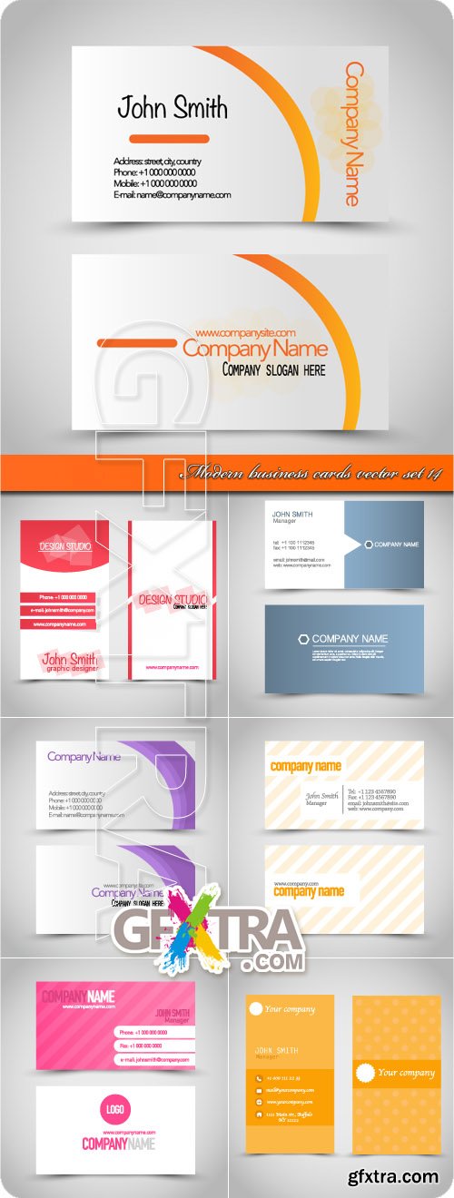 Modern business cards vector set 14