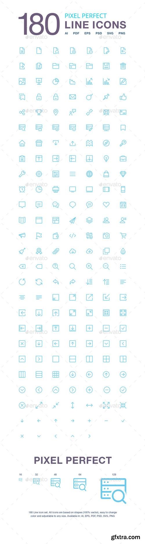 GraphicRiver - 180 Vector Line Icons Pack