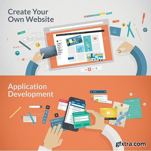 GraphicRiver - Flat Design Concepts for Websites and Apps Develop