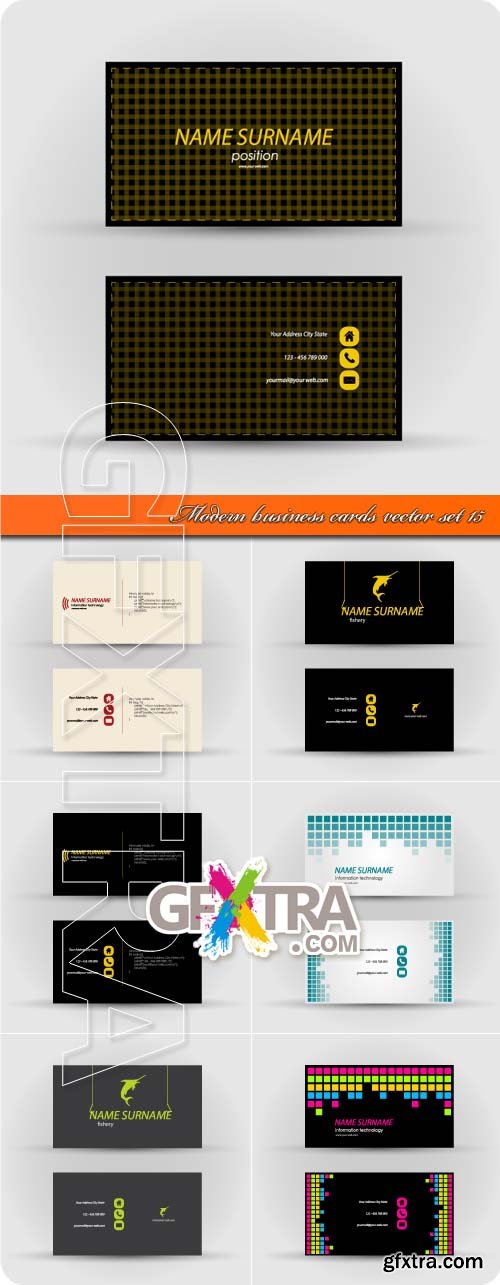 Modern business cards vector set 15