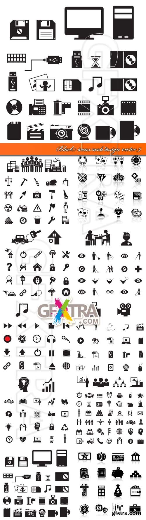 Black icons web design vector 9