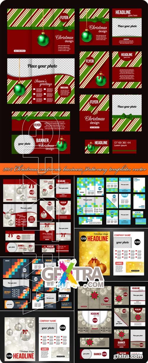 2015 Christmas corporate business stationery templates vector