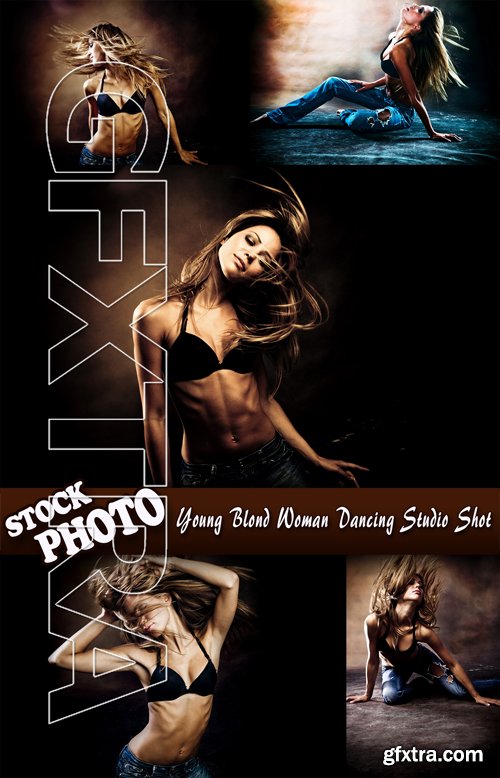 Stock Photo - Young Blond Woman Dancing Studio Shot