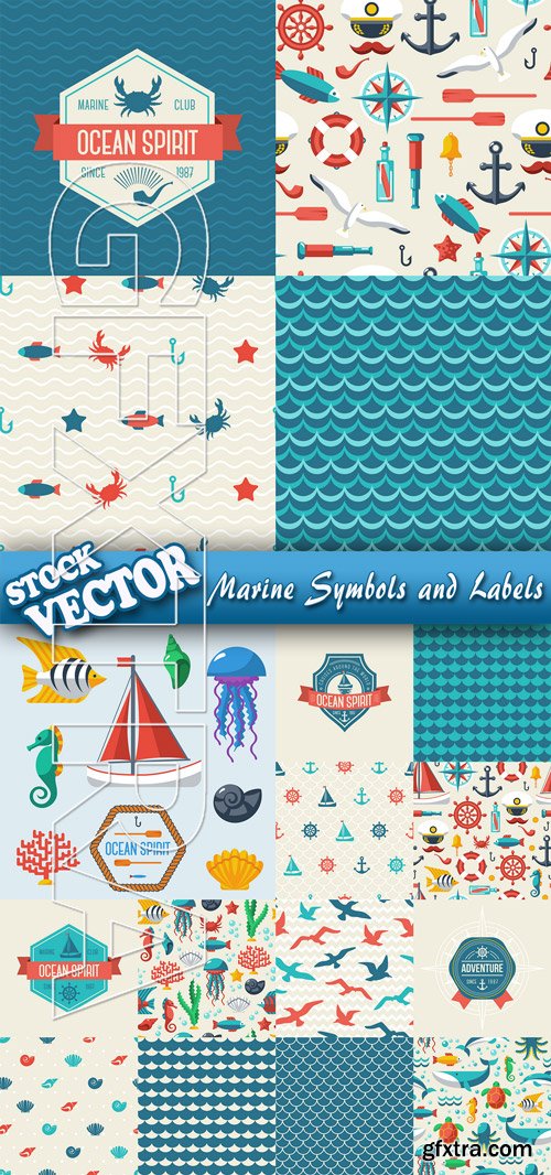 Stock Vector - Marine Symbols and Labels