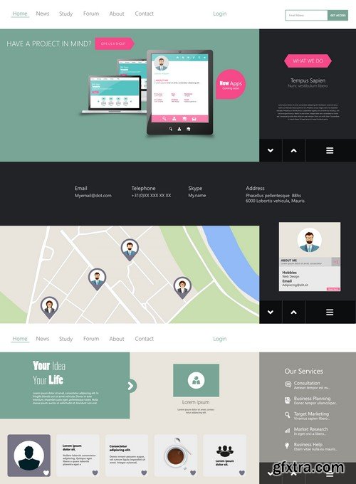 Stock Vectors - Website template 19, 25xEPS