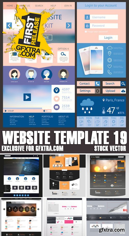 Stock Vectors - Website template 19, 25xEPS