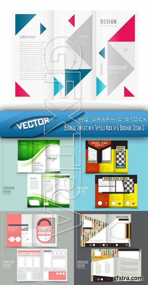 Stock Vector - Business Template with Tri-Fold Mock up & Brochure Design 21