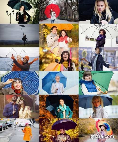 Collection of people with umbrellas 25 UHQ Jpeg