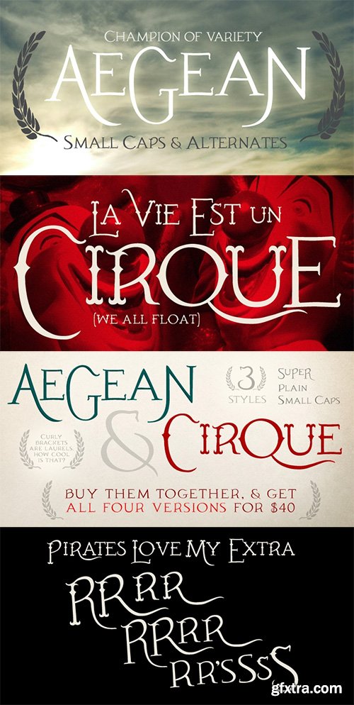 Aegean Font Family - 3 Fonts 120$