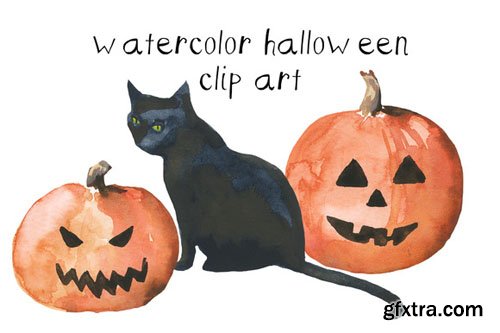 Watercolor Halloween Clip Art