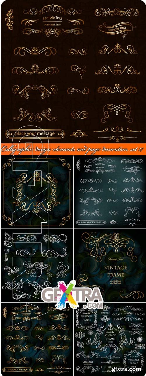 Calligraphic design elements and page decoration set 17