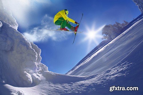 Stock Photos - Mountain - Skier, 25xJPG