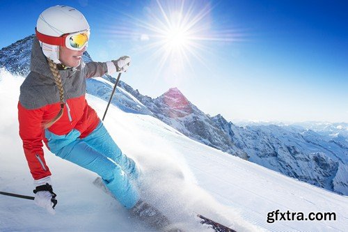 Stock Photos - Mountain - Skier, 25xJPG